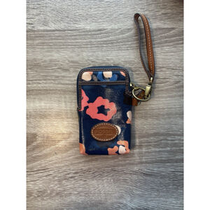 Fossil Key Per Multi-Color Floral Coated Canvas Credit Card Snap Zip Crossbody